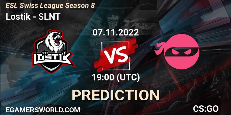 Lostik vs SLNT: Match Prediction. 07.11.2022 at 19:00, Counter-Strike (CS2), ESL Swiss League Season 8