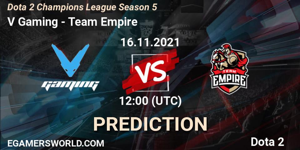 V Gaming vs Team Empire: Match Prediction. 16.11.2021 at 12:03, Dota 2, Dota 2 Champions League 2021 Season 5
