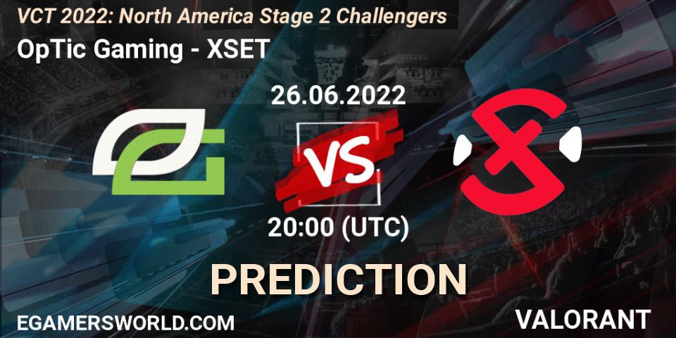 OpTic Gaming vs XSET: Match Prediction. 26.06.22, VALORANT, VCT 2022: North America Stage 2 Challengers