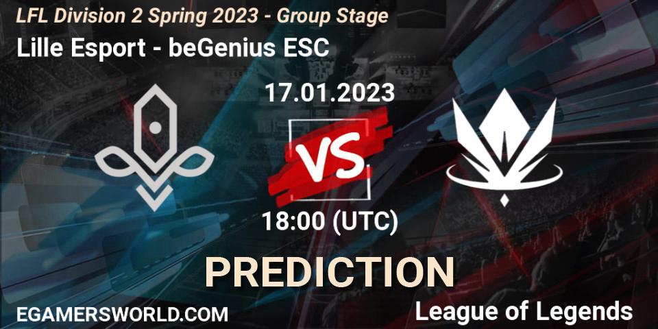 Lille Esport vs beGenius ESC: Match Prediction. 17.01.23, LoL, LFL Division 2 Spring 2023 - Group Stage