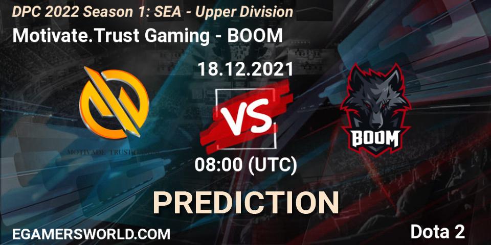 Motivate.Trust Gaming vs BOOM: Match Prediction. 18.12.2021 at 08:02, Dota 2, DPC 2022 Season 1: SEA - Upper Division