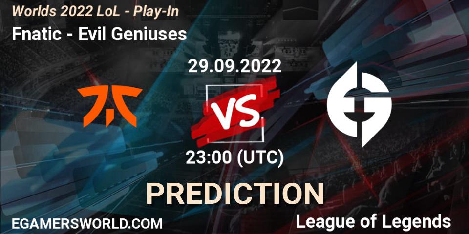 Fnatic vs Evil Geniuses: Match Prediction. 29.09.22, LoL, Worlds 2022 LoL - Play-In