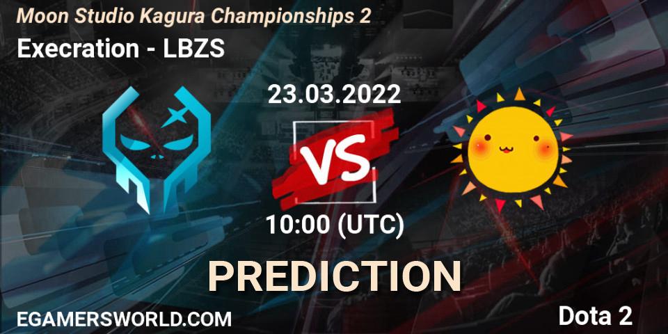 Execration vs LBZS: Match Prediction. 23.03.2022 at 10:19, Dota 2, Moon Studio Kagura Championships 2