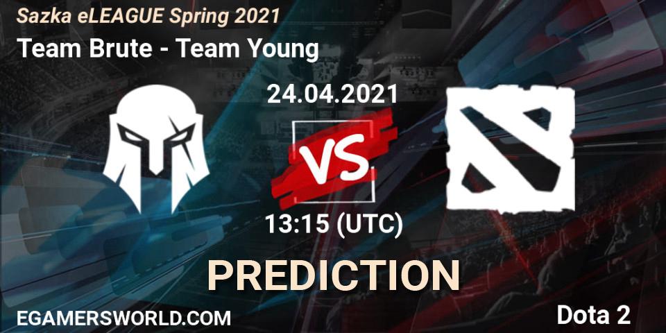 Team Brute vs Team Young: Match Prediction. 24.04.2021 at 13:15, Dota 2, Sazka eLEAGUE Spring 2021