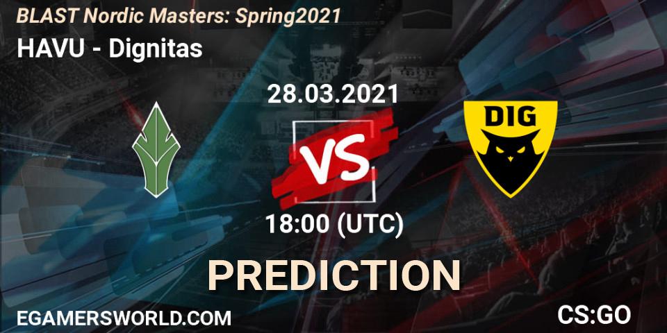 HAVU vs Dignitas: Match Prediction. 28.03.2021 at 18:00, Counter-Strike (CS2), BLAST Nordic Masters: Spring 2021