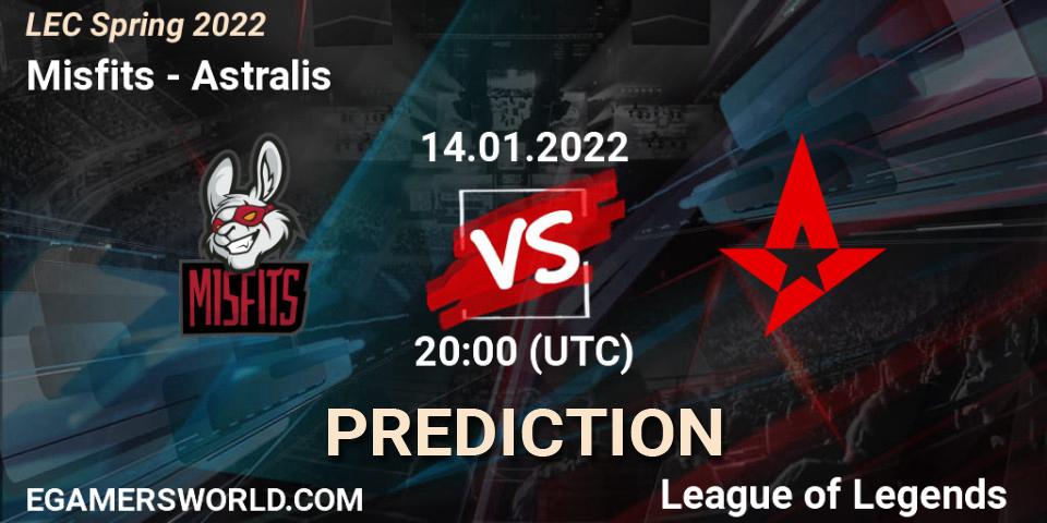 Misfits vs Astralis: Match Prediction. 14.01.2022 at 20:00, LoL, LEC Spring 2022 - Group Stage