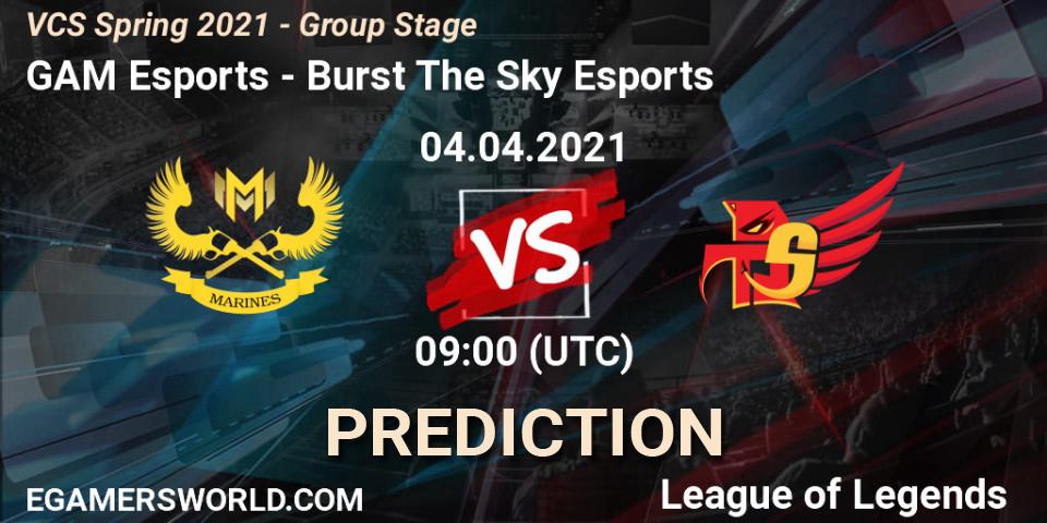 GAM Esports vs Burst The Sky Esports: Match Prediction. 04.04.2021 at 10:00, LoL, VCS Spring 2021 - Group Stage