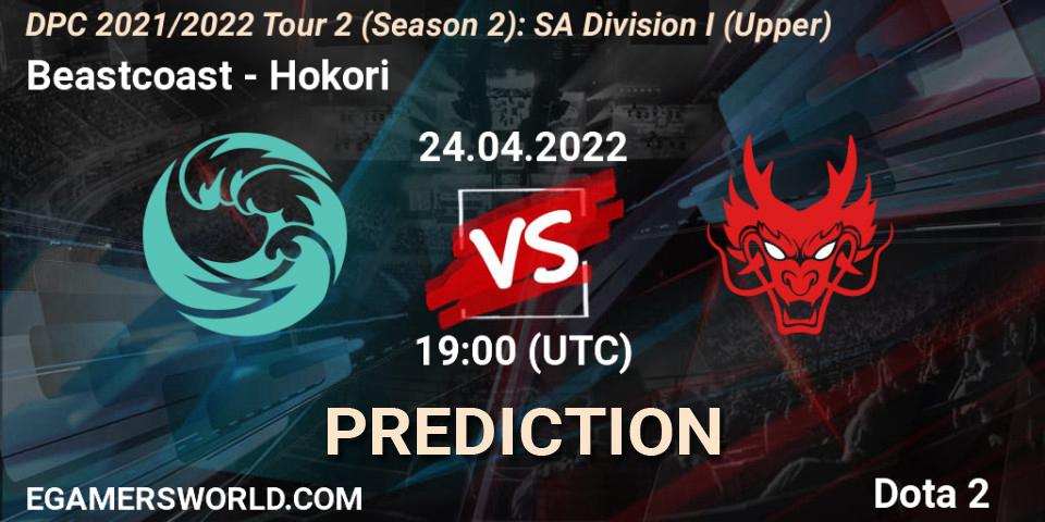 Beastcoast vs Hokori: Match Prediction. 24.04.2022 at 19:02, Dota 2, DPC 2021/2022 Tour 2 (Season 2): SA Division I (Upper)
