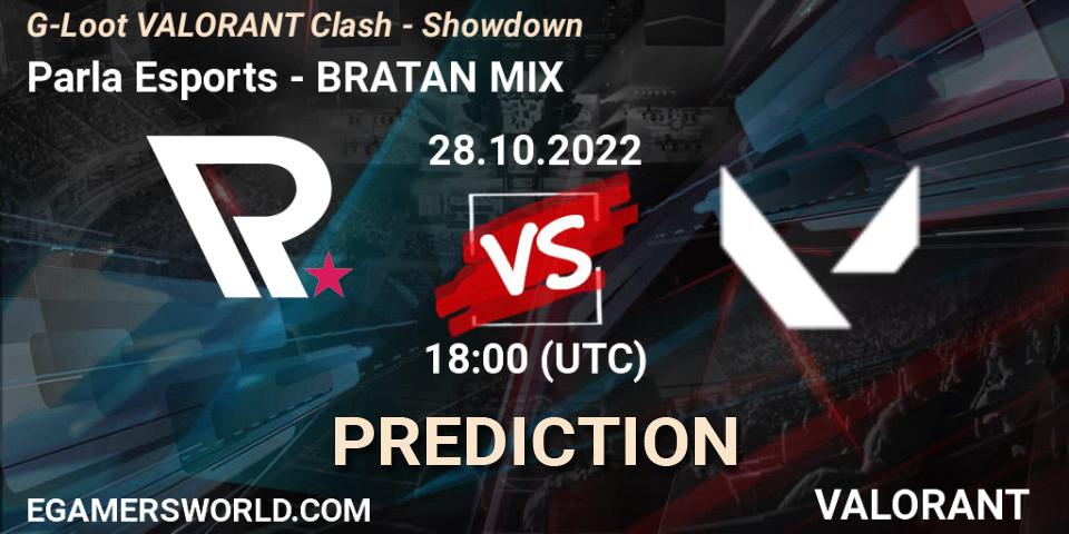 Parla Esports vs BRATAN MIX: Match Prediction. 28.10.2022 at 18:10, VALORANT, G-Loot VALORANT Clash - Showdown