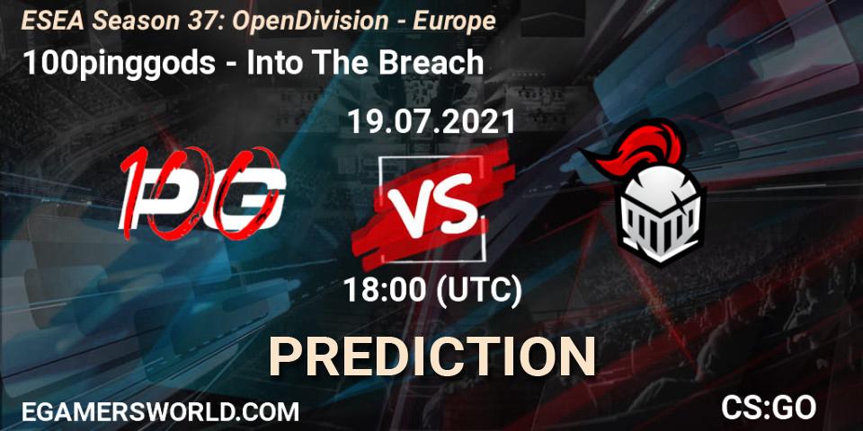 100pinggods vs Into The Breach: Match Prediction. 19.07.2021 at 18:00, Counter-Strike (CS2), ESEA Season 37: Open Division - Europe