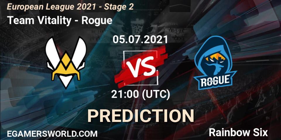 Team Vitality vs Rogue: Match Prediction. 05.07.2021 at 21:00, Rainbow Six, European League 2021 - Stage 2