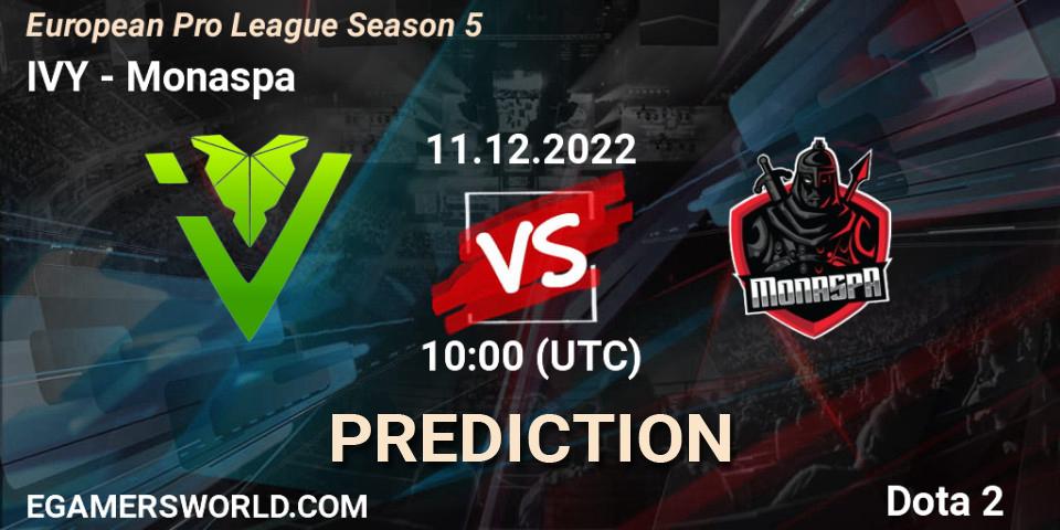 IVY vs Monaspa: Match Prediction. 11.12.22, Dota 2, European Pro League Season 5