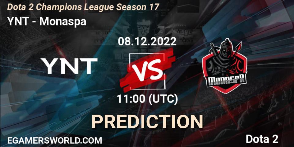 YNT vs Monaspa: Match Prediction. 08.12.22, Dota 2, Dota 2 Champions League Season 17