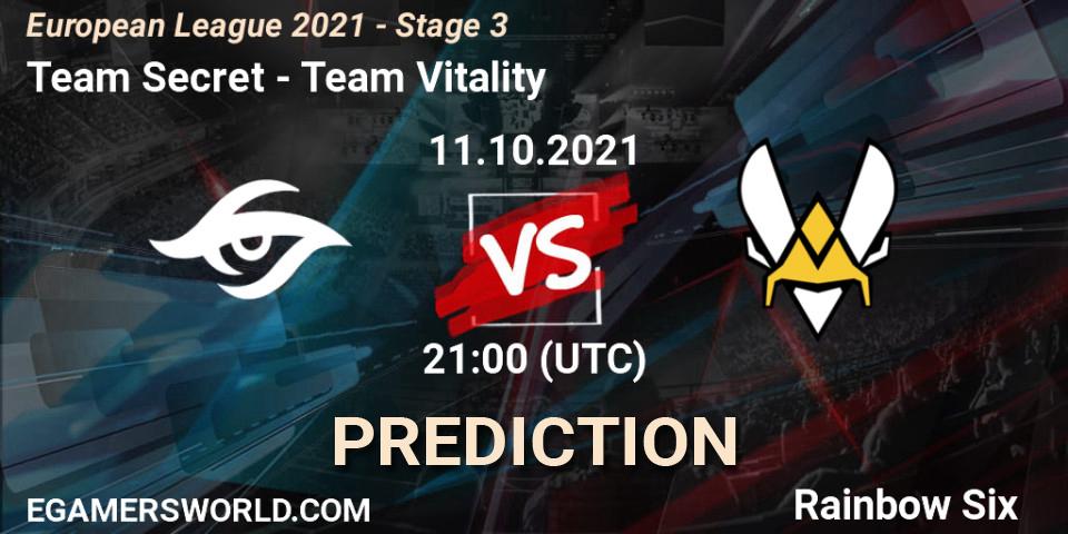 Team Secret vs Team Vitality: Match Prediction. 11.10.21, Rainbow Six, European League 2021 - Stage 3