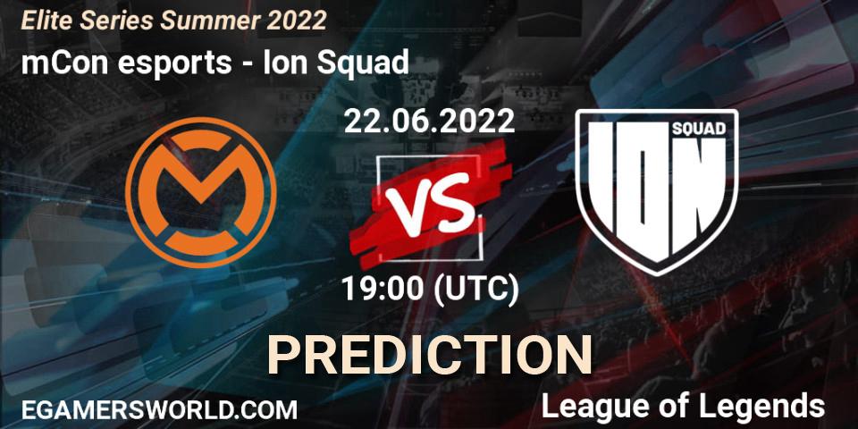 mCon esports vs Ion Squad: Match Prediction. 22.06.2022 at 19:00, LoL, Elite Series Summer 2022