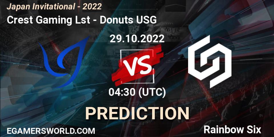 Crest Gaming Lst vs Donuts USG: Match Prediction. 29.10.2022 at 04:30, Rainbow Six, Japan Invitational - 2022