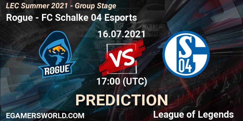 Rogue vs FC Schalke 04 Esports: Match Prediction. 16.07.21, LoL, LEC Summer 2021 - Group Stage