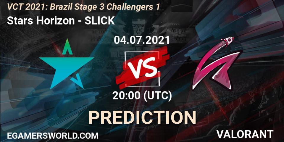Stars Horizon vs SLICK: Match Prediction. 04.07.2021 at 20:00, VALORANT, VCT 2021: Brazil Stage 3 Challengers 1