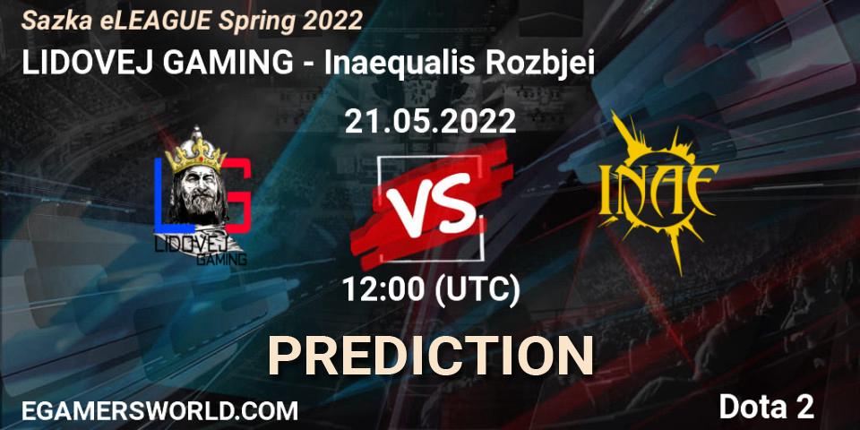 LIDOVEJ GAMING vs Inaequalis Rozbíječi: Match Prediction. 21.05.2022 at 08:00, Dota 2, Sazka eLEAGUE Spring 2022