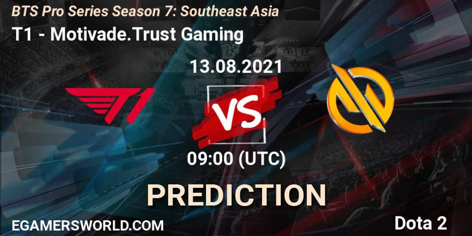 T1 vs Motivade.Trust Gaming: Match Prediction. 13.08.2021 at 09:46, Dota 2, BTS Pro Series Season 7: Southeast Asia