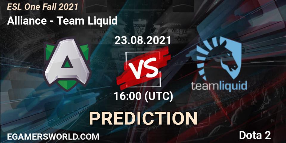 Alliance vs Team Liquid: Match Prediction. 24.08.2021 at 16:00, Dota 2, ESL One Fall 2021