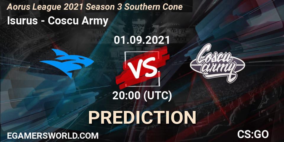 Isurus vs Coscu Army: Match Prediction. 01.09.2021 at 20:10, Counter-Strike (CS2), Aorus League 2021 Season 3 Southern Cone
