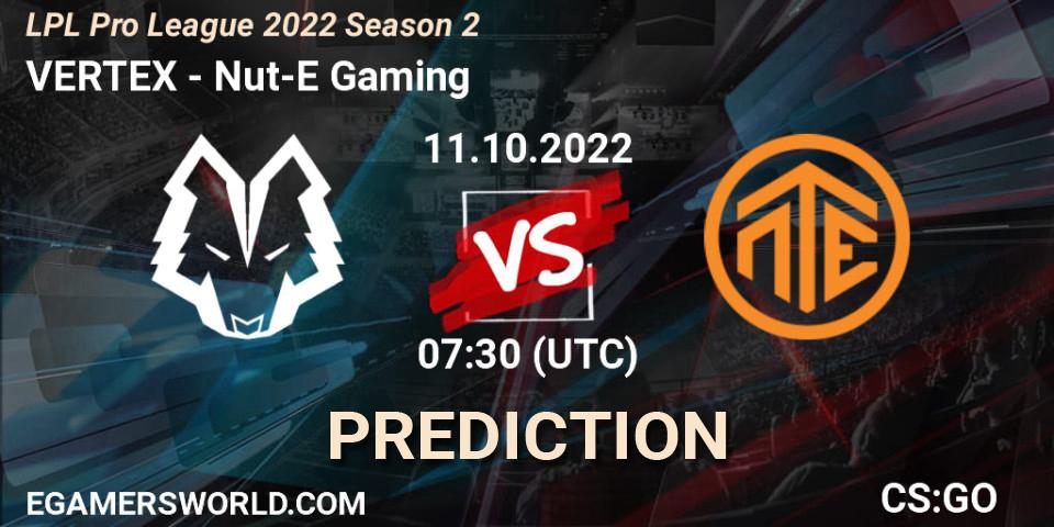 VERTEX vs Nut-E Gaming: Match Prediction. 11.10.2022 at 07:30, Counter-Strike (CS2), LPL Pro League 2022 Season 2