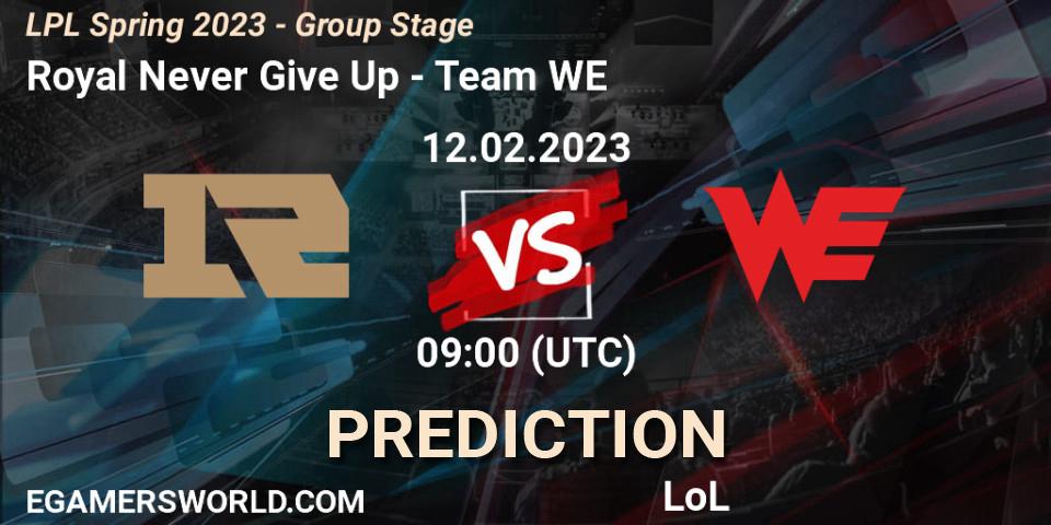 Royal Never Give Up vs Team WE: Match Prediction. 12.02.2023 at 10:00, LoL, LPL Spring 2023 - Group Stage