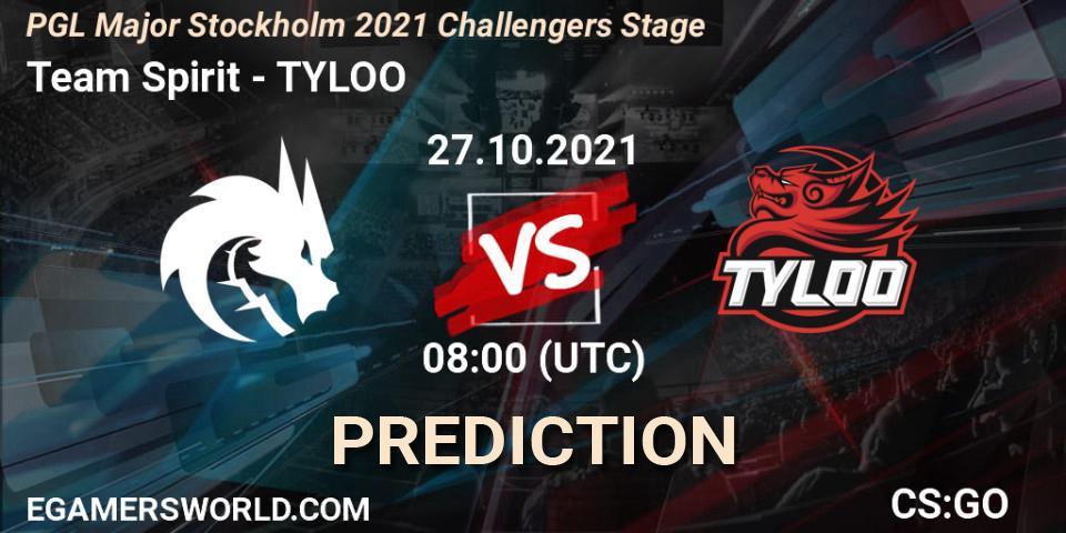 Team Spirit vs TYLOO: Match Prediction. 27.10.2021 at 08:10, Counter-Strike (CS2), PGL Major Stockholm 2021 Challengers Stage