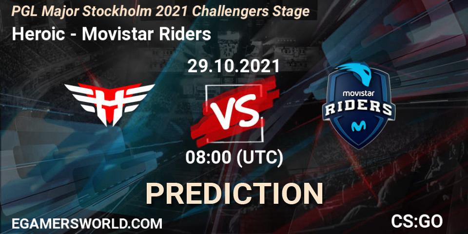 Heroic vs Movistar Riders: Match Prediction. 29.10.2021 at 08:15, Counter-Strike (CS2), PGL Major Stockholm 2021 Challengers Stage