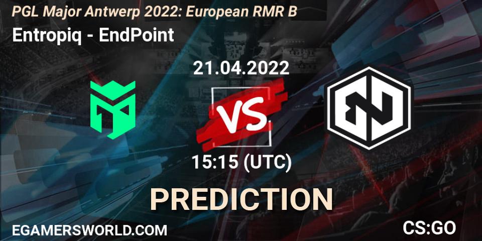 Entropiq vs EndPoint: Match Prediction. 21.04.2022 at 15:40, Counter-Strike (CS2), PGL Major Antwerp 2022: European RMR B