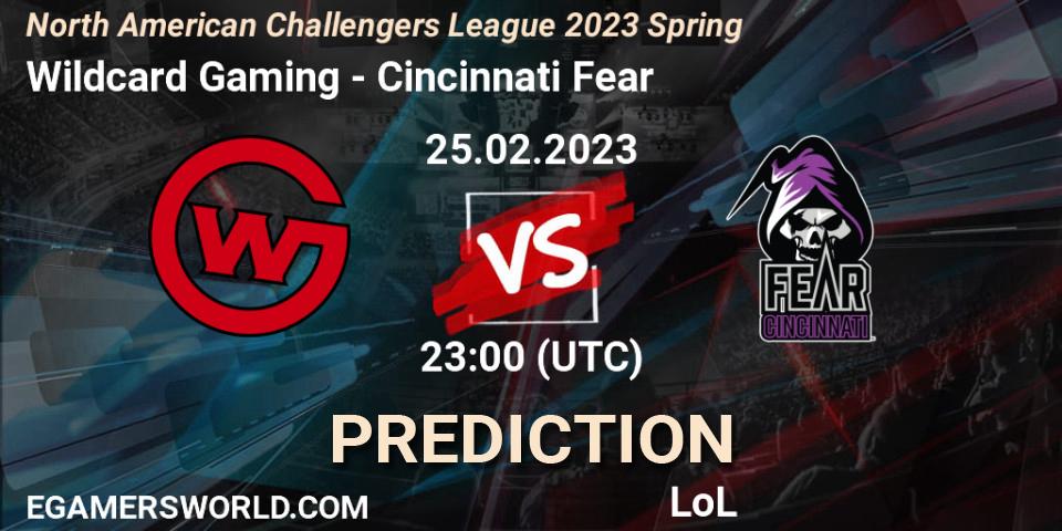 Wildcard Gaming vs Cincinnati Fear: Match Prediction. 25.02.2023 at 23:00, LoL, NACL 2023 Spring - Group Stage