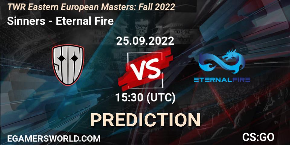 Sinners vs Eternal Fire: Match Prediction. 25.09.2022 at 20:15, Counter-Strike (CS2), TWR Eastern European Masters: Fall 2022
