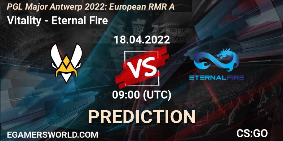 Vitality vs Eternal Fire: Match Prediction. 18.04.2022 at 10:00, Counter-Strike (CS2), PGL Major Antwerp 2022: European RMR A