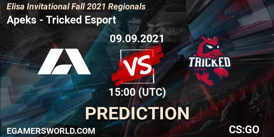 Apeks vs Tricked Esport: Match Prediction. 09.09.2021 at 15:30, Counter-Strike (CS2), Elisa Invitational Fall 2021 Regionals