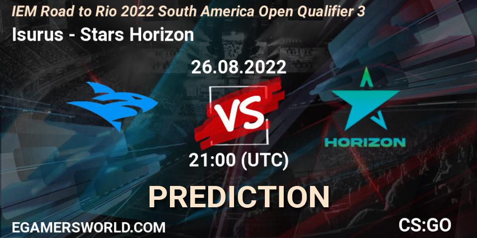 Isurus vs Stars Horizon: Match Prediction. 26.08.2022 at 21:15, Counter-Strike (CS2), IEM Road to Rio 2022 South America Open Qualifier 3