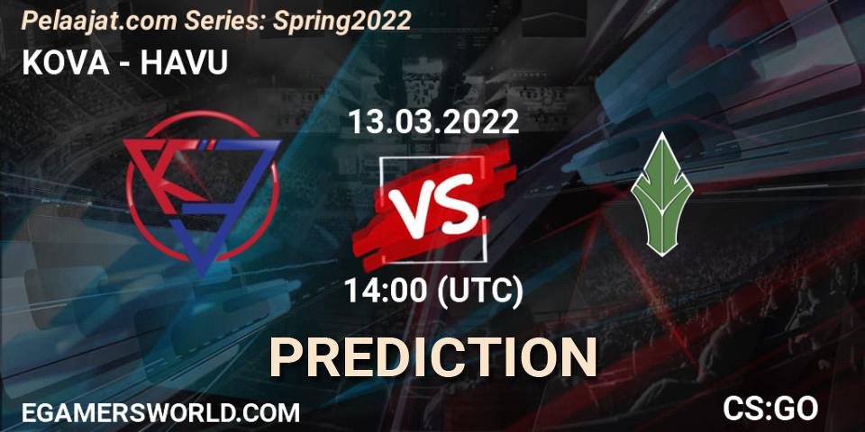 KOVA vs HAVU: Match Prediction. 13.03.2022 at 14:25, Counter-Strike (CS2), Pelaajat.com Series: Spring 2022