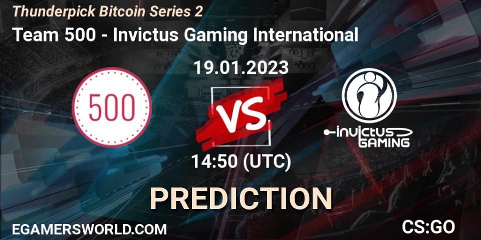 Team 500 vs Invictus Gaming International: Match Prediction. 19.01.2023 at 15:00, Counter-Strike (CS2), Thunderpick Bitcoin Series 2