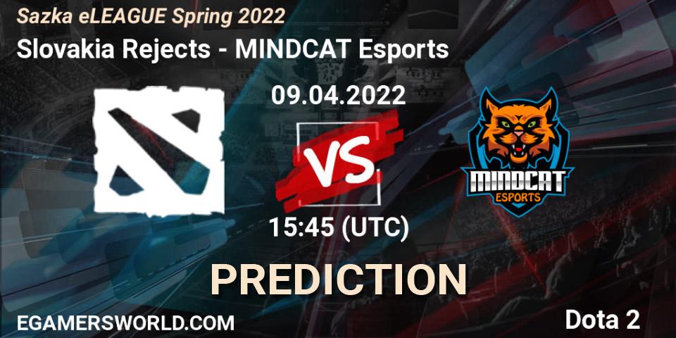 Slovakia Rejects vs MINDCAT Esports: Match Prediction. 09.04.2022 at 16:00, Dota 2, Sazka eLEAGUE Spring 2022