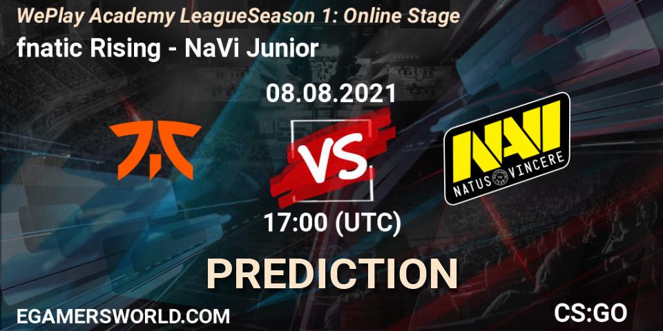 fnatic Rising vs NaVi Junior: Match Prediction. 08.08.2021 at 17:00, Counter-Strike (CS2), WePlay Academy League Season 1: Online Stage