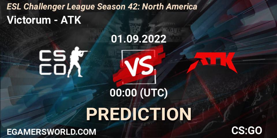 Victorum vs ATK: Match Prediction. 15.09.2022 at 22:00, Counter-Strike (CS2), ESL Challenger League Season 42: North America