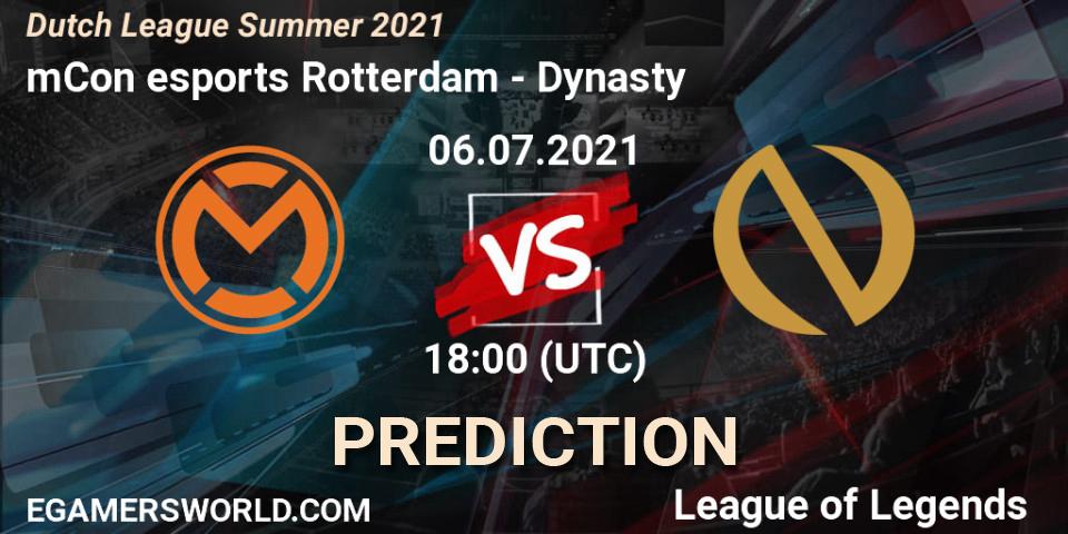 mCon esports Rotterdam vs Dynasty: Match Prediction. 08.06.21, LoL, Dutch League Summer 2021