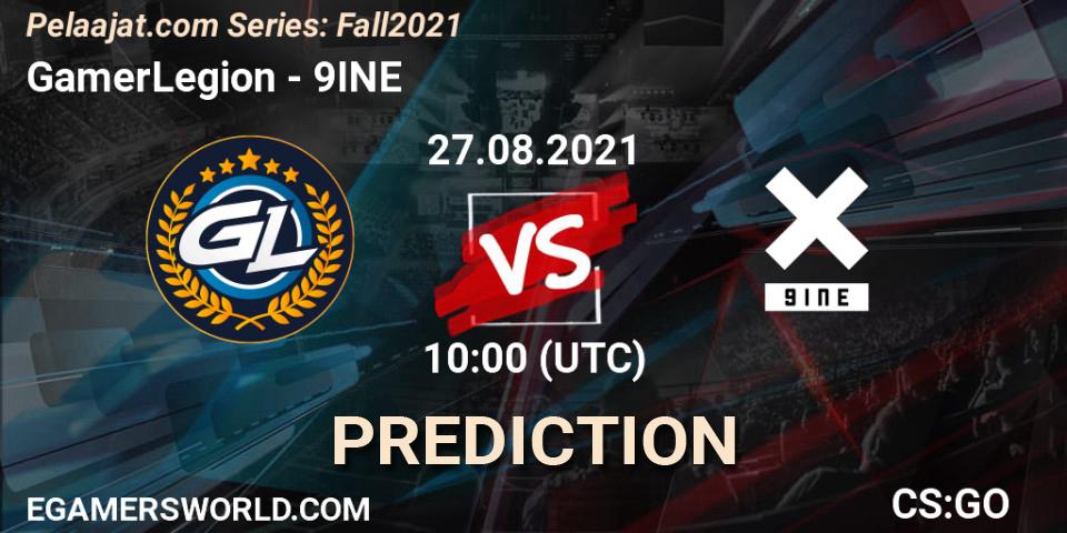 GamerLegion vs 9INE: Match Prediction. 27.08.2021 at 10:30, Counter-Strike (CS2), Pelaajat.com Series: Fall 2021