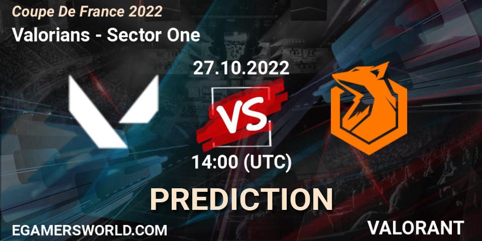 Valorians vs Sector One: Match Prediction. 27.10.2022 at 14:00, VALORANT, Coupe De France 2022
