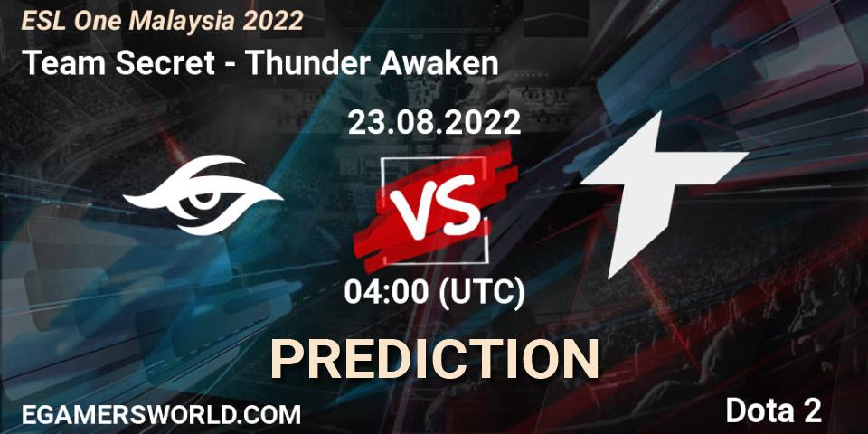 Team Secret vs Thunder Awaken: Match Prediction. 23.08.22, Dota 2, ESL One Malaysia 2022