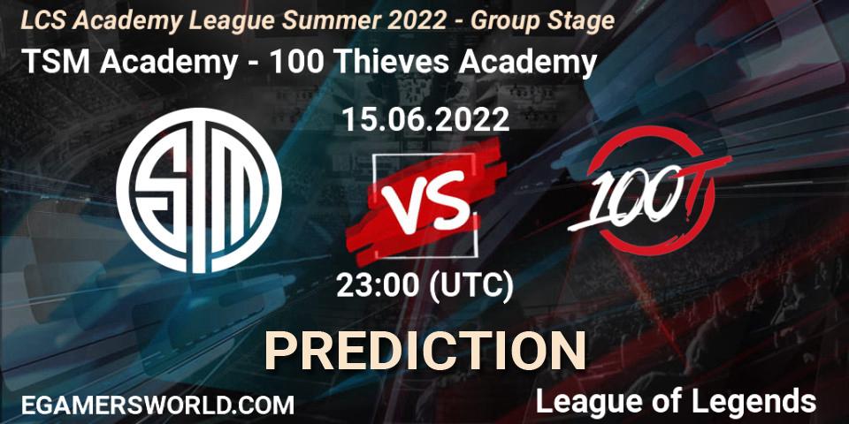 TSM Academy vs 100 Thieves Academy: Match Prediction. 15.06.2022 at 22:00, LoL, LCS Academy League Summer 2022 - Group Stage