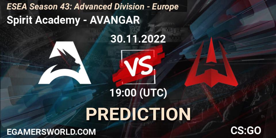 Spirit Academy vs AVANGAR: Match Prediction. 30.11.22, CS2 (CS:GO), ESEA Season 43: Advanced Division - Europe