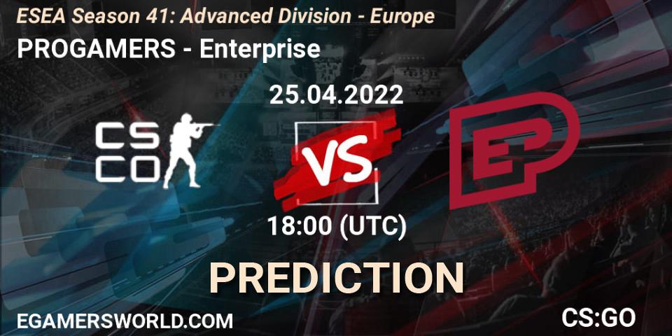 ProGamers vs Enterprise: Match Prediction. 25.04.2022 at 18:00, Counter-Strike (CS2), ESEA Season 41: Advanced Division - Europe