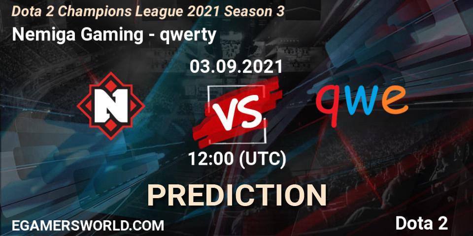 Nemiga Gaming vs qwerty: Match Prediction. 02.09.2021 at 15:01, Dota 2, Dota 2 Champions League 2021 Season 3