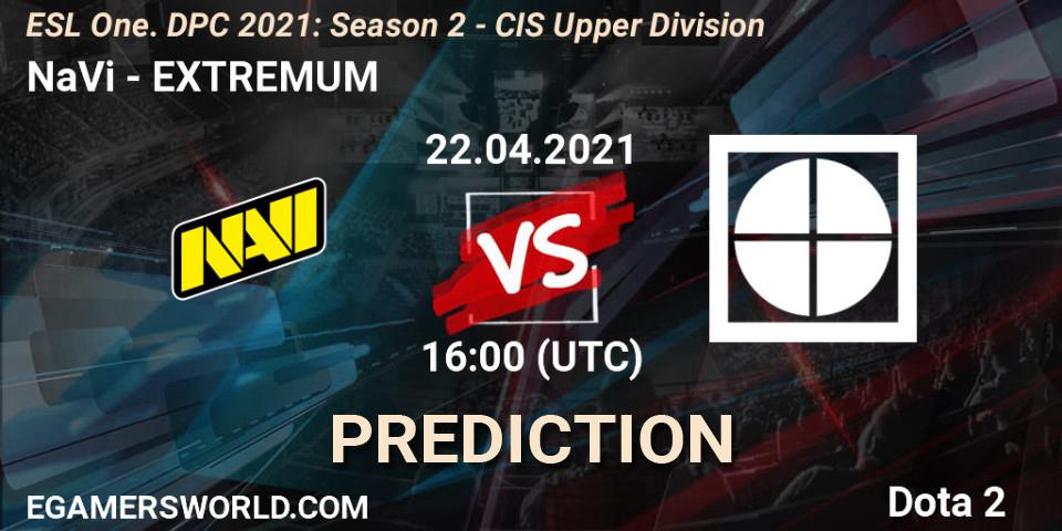 NaVi vs EXTREMUM: Match Prediction. 22.04.2021 at 15:55, Dota 2, ESL One. DPC 2021: Season 2 - CIS Upper Division